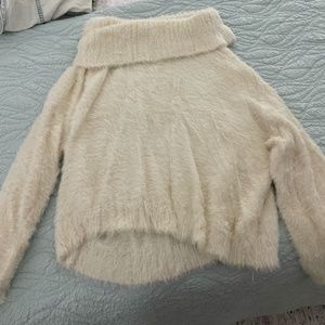 White Off the Shoulder Sweater